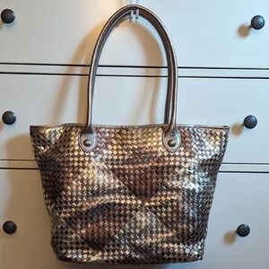 Elliot Luca Habsna‎ Metallic Leather Woven Tote Bag